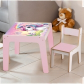 Mesa Infantil MDF Reino Unicórnio (Kit 1 Mesa + Cadeiras) - Branco / Rosa (1 Cadeira)
