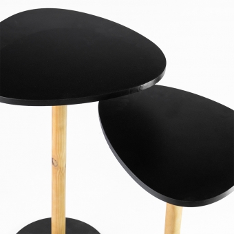 Mesa de Canto Orgânica Pé de Madeira - Conjunto 2 Mesas