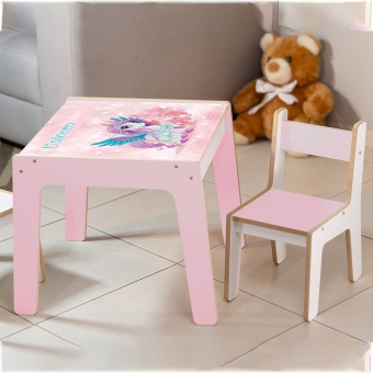 Mesa Infantil MDF Unicórnio (Kit 1 Mesa + Cadeiras)