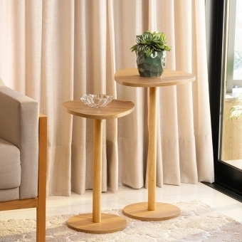 Mesa de Canto Orgânica Pé de Madeira - Conjunto 2 Mesas