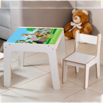 Mesa Infantil MDF Safari (Kit 1 Mesa + Cadeiras)