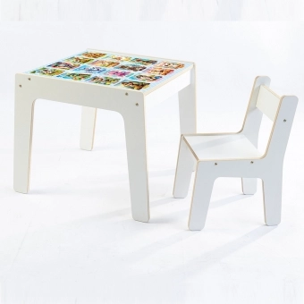Mesa Infantil MDF Quadrinhos (Kit 1 Mesa + Cadeiras)