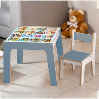 Mesa Infantil MDF Quadrinhos (Kit 1 Mesa + Cadeiras)