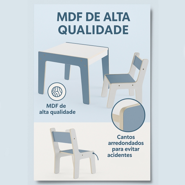 Mesa Infantil MDF (Kit 1 Mesa + Cadeiras) - Branco (1 Cadeira)