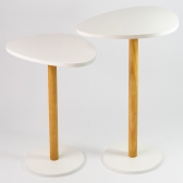 Mesa de Canto Orgânica Pé de Madeira - Conjunto 2 Mesas - Branco