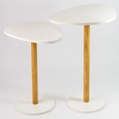 Mesa de Canto Orgânica Pé de Madeira - Conjunto 2 Mesas - Branco