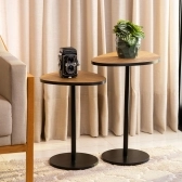 Mesa de Canto Orgânica - Conjunto 2 Mesas - Freijó / Preto