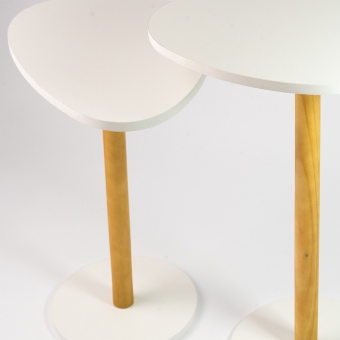 Mesa de Canto Orgânica Pé de Madeira - Conjunto 2 Mesas