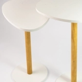 Mesa de Canto Orgânica Pé de Madeira - Conjunto 2 Mesas - Branco