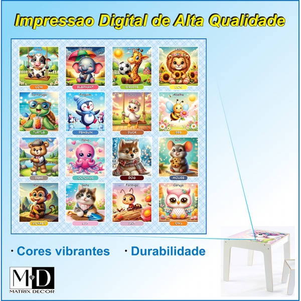 Mesa Infantil MDF Quadrinhos (Kit 1 Mesa + Cadeiras) - Branco (1 Cadeira)