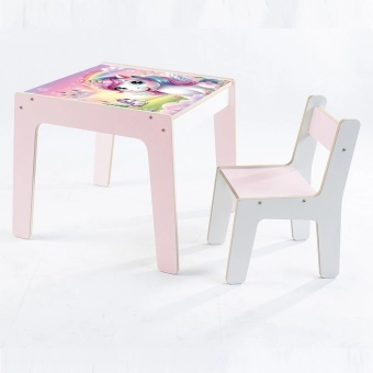 Mesa Infantil MDF Reino Unicórnio (Kit 1 Mesa + Cadeiras)