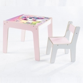 Mesa Infantil MDF Reino Unicórnio (Kit 1 Mesa + Cadeiras) - Branco / Rosa (1 Cadeira)