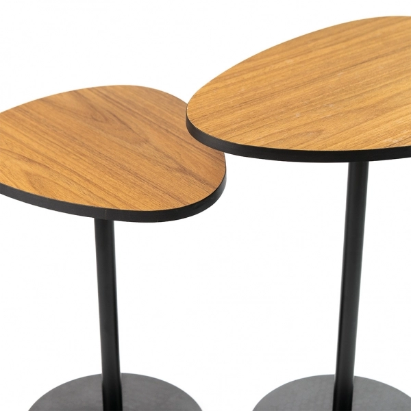 Mesa de Canto Orgânica - Conjunto 2 Mesas - Freijó / Preto