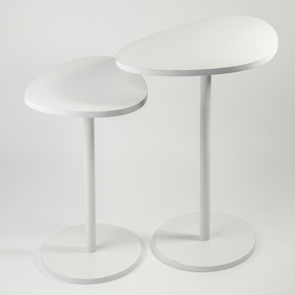 Mesa de Canto Orgânica - Conjunto 2 Mesas - Branco