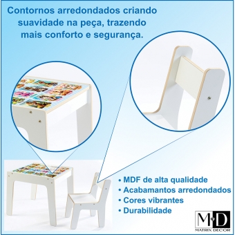 Mesa Infantil MDF Quadrinhos (Kit 1 Mesa + Cadeiras)