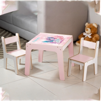 Mesa Infantil MDF Unicórnio (Kit 1 Mesa + Cadeiras)