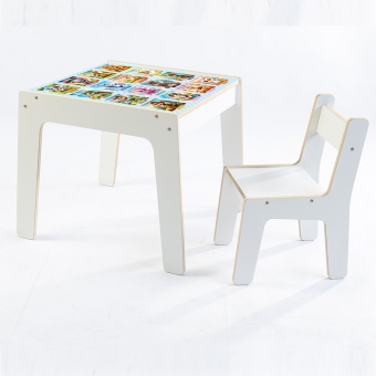 Mesa Infantil MDF Quadrinhos (Kit 1 Mesa + Cadeiras)