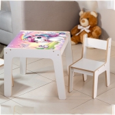 Mesa Infantil MDF Reino Unicórnio (Kit 1 Mesa + Cadeiras) - Branco (1 Cadeira)